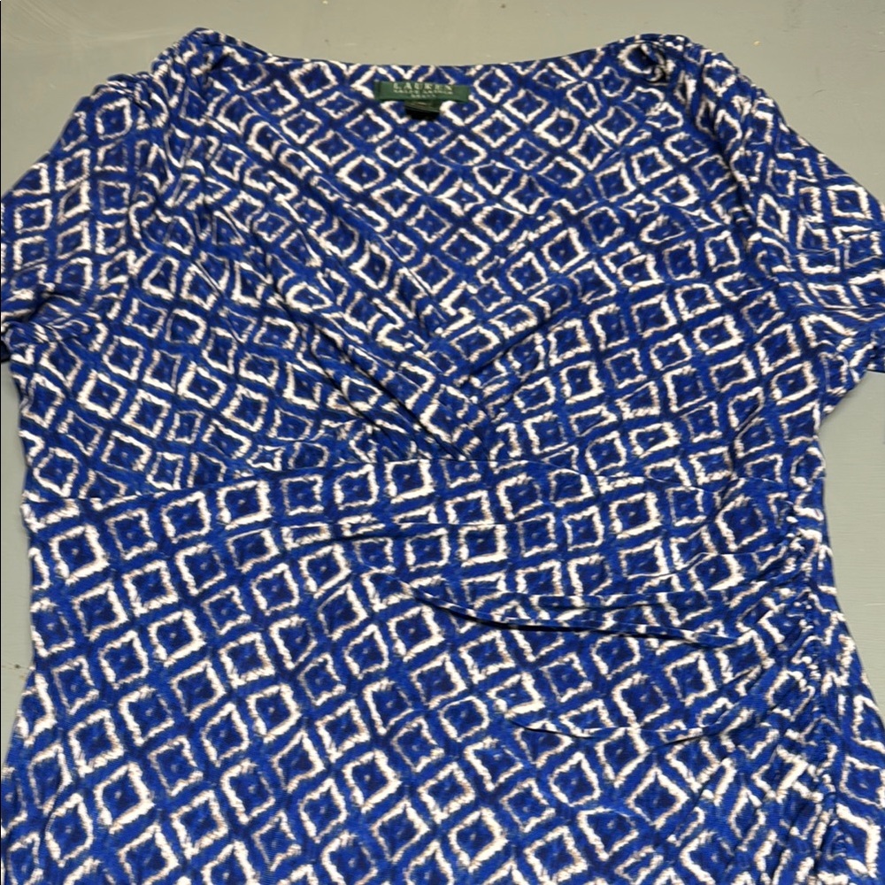Blue Geometric Print Women's Top